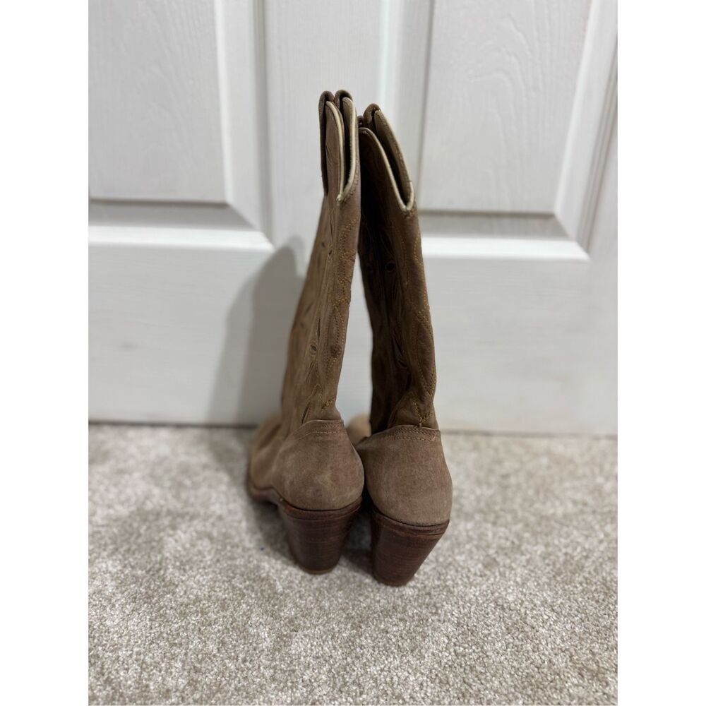 Vintage Dingo Acme Leather Cowboy Boots Women’s Sz US 7 Made In USA Western Tan - Picture 6 of 13